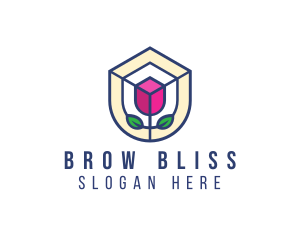 Mosaic Flower Shield logo design