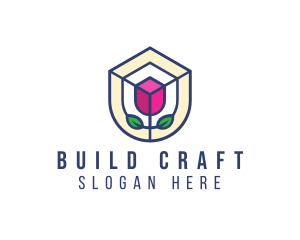 Mosaic Flower Shield logo design