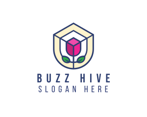 Mosaic Flower Shield logo design