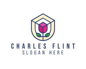 Mosaic Flower Shield logo design