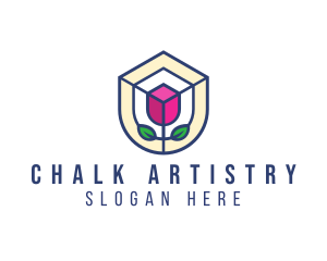 Mosaic Flower Shield logo design