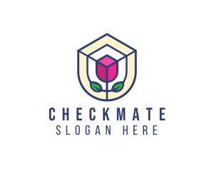 Mosaic Flower Shield logo design