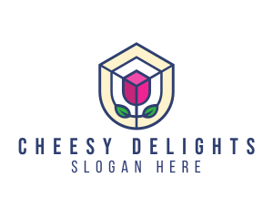 Mosaic Flower Shield logo design