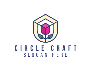 Mosaic Flower Shield logo design