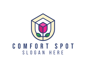 Mosaic Flower Shield logo design