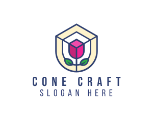 Mosaic Flower Shield logo design