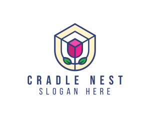 Mosaic Flower Shield logo design