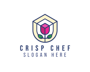 Mosaic Flower Shield logo design