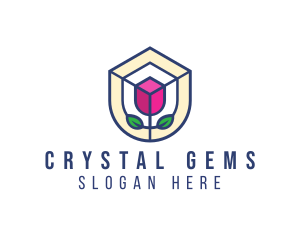 Mosaic Flower Shield logo design