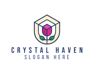 Mosaic Flower Shield logo design