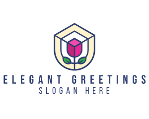 Mosaic Flower Shield logo design