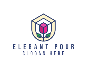 Mosaic Flower Shield logo design