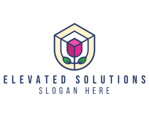 Mosaic Flower Shield logo design