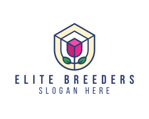 Mosaic Flower Shield logo design