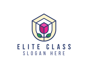 Mosaic Flower Shield logo design