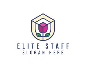 Mosaic Flower Shield logo design