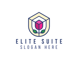 Mosaic Flower Shield logo design