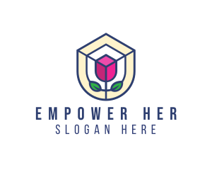 Mosaic Flower Shield logo design