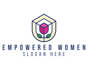 Mosaic Flower Shield logo design