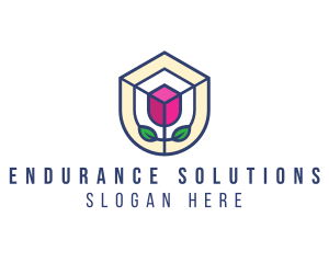 Mosaic Flower Shield logo design