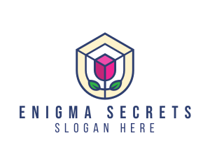 Mosaic Flower Shield logo design