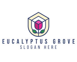 Mosaic Flower Shield logo design