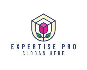 Mosaic Flower Shield logo design