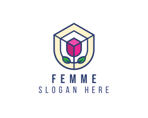 Mosaic Flower Shield logo design