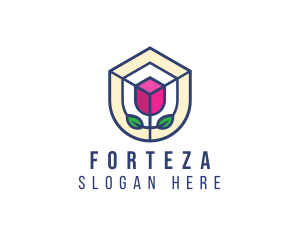 Mosaic Flower Shield logo design