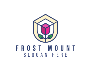 Mosaic Flower Shield logo design