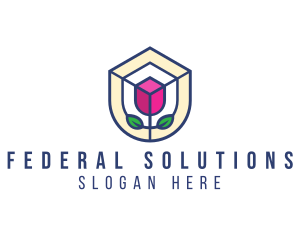 Mosaic Flower Shield logo design