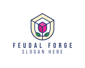 Mosaic Flower Shield logo design