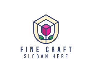 Mosaic Flower Shield logo design