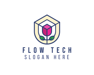 Mosaic Flower Shield logo design