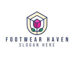 Mosaic Flower Shield logo design