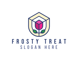 Mosaic Flower Shield logo design