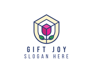 Mosaic Flower Shield logo design