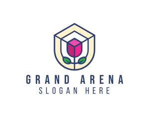 Mosaic Flower Shield logo design