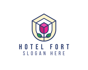 Mosaic Flower Shield logo design