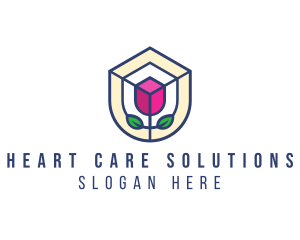 Mosaic Flower Shield logo design