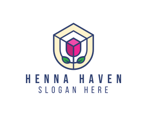 Mosaic Flower Shield logo design