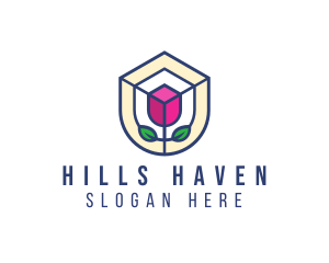 Mosaic Flower Shield logo design