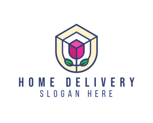 Mosaic Flower Shield logo design