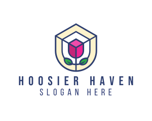 Mosaic Flower Shield logo design