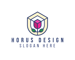 Mosaic Flower Shield logo design