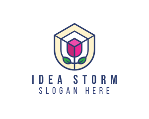 Mosaic Flower Shield logo design