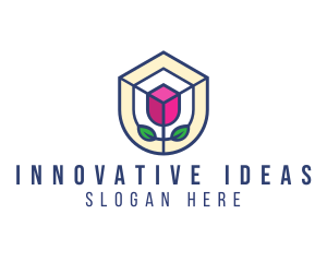 Mosaic Flower Shield logo design