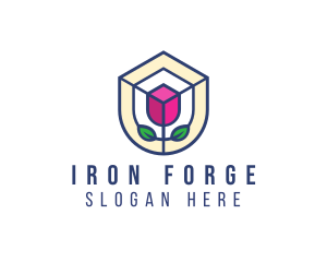 Mosaic Flower Shield logo design