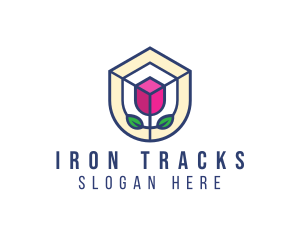 Mosaic Flower Shield logo design