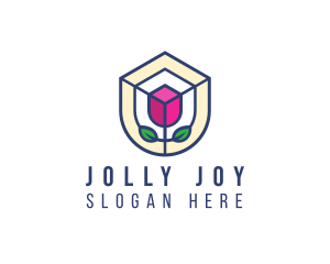 Mosaic Flower Shield logo design